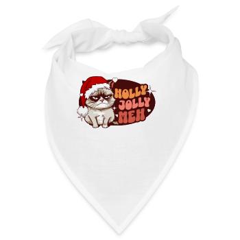 Holly Jolly Meh - Angry Cat Women Funny Christmas - Bandana - Weiß - Vorne