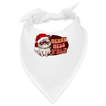 Merry Mess Y'all: Angry Cat Women Funny Christmas - Bandana - Weiß - Vorne