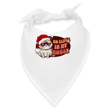 No Elves In My House - Angry Cat Women Funny Xmas - Bandana - Weiß - Vorne