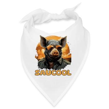Lustige Sau, Wildschwein mit Spruch Saucool - Bandana - Weiß - Vorne