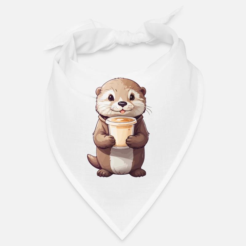 Otter Kaffeezeit Süßes Kaffee Tierdesign - Bandana - Weiß