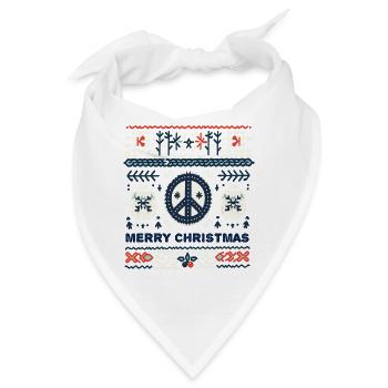 Ugly Christmas Peace Strickmuster - Bandana - Weiß - Vorne