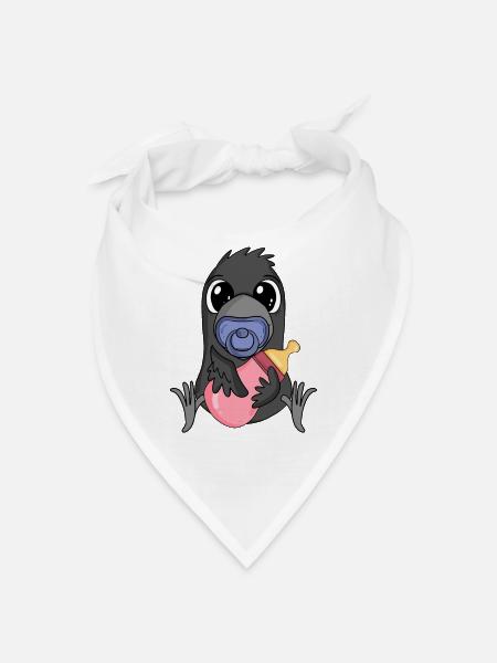 Baby Krähe - Bandana Dreieckstuch - Weiß