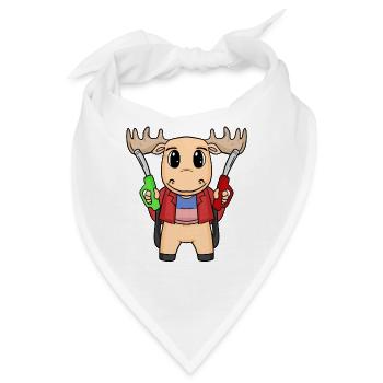 Tankwart Elch Tankstelle - Bandana - Weiß - Vorne