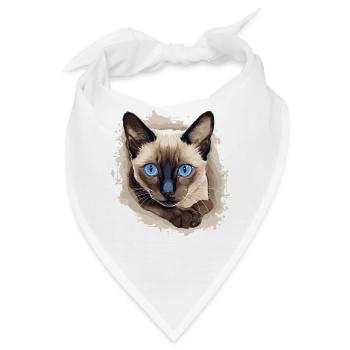 Siamese Cat Siamkatze - Bandana - Weiß - Vorne