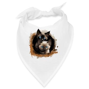 Siamese Cat Siamkatze - Bandana - Weiß - Vorne