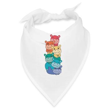 Regenbogen Hippo süße bunte Hippo für Kinder - Bandana - Weiß - Vorne