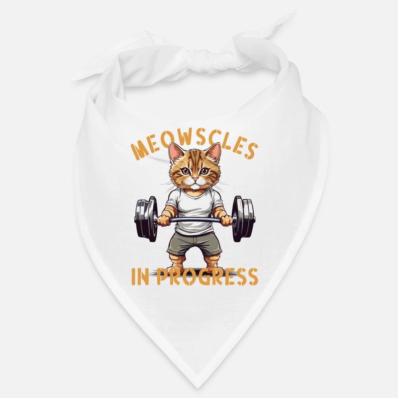 Cat Bodybuilder "Meowscles in progress" Saying Bandana