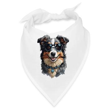 Australian Shepherd Hund Freund Begleiter - Bandana - Weiß - Vorne