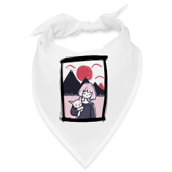 Japan unter der roten Sonne, Mädchen und Haustier - Bandana - Weiß - Vorne