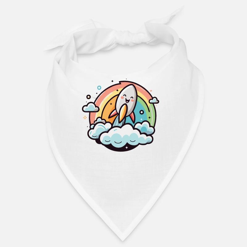 Fröhliche Rakete mit Regenbogen Bandana