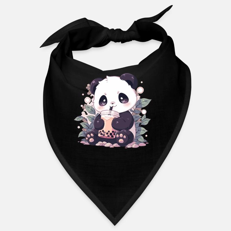 Kawaii Panda boit Boba Bubble Tea Chibi Bandana