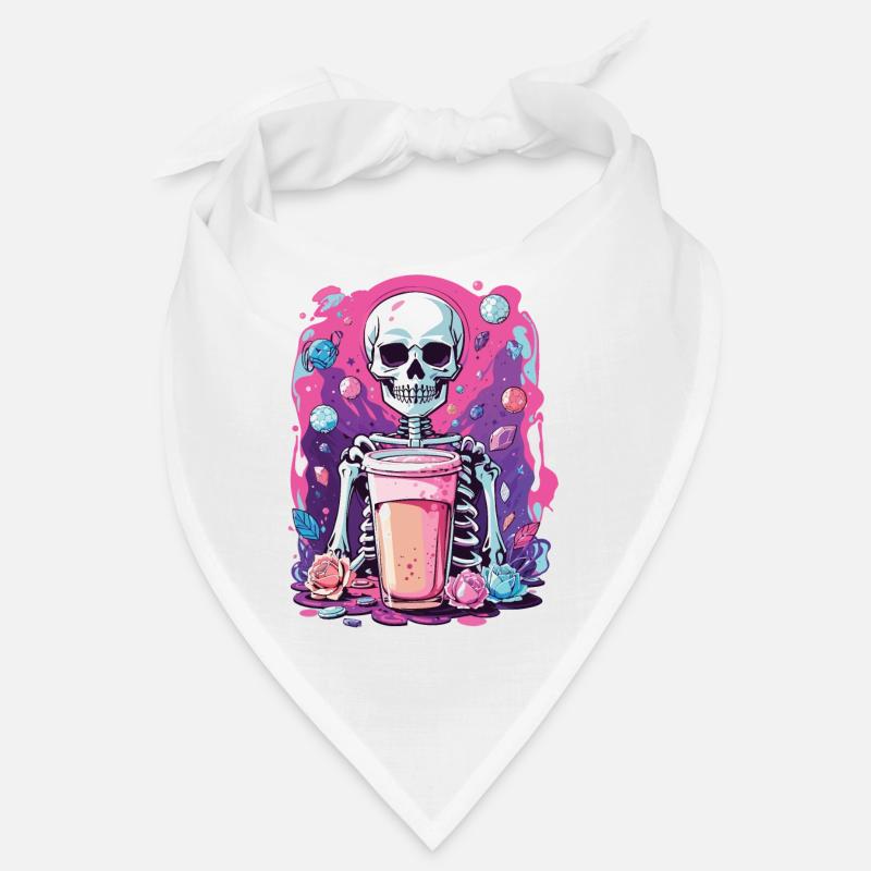 Gothic Bubble Tea Skeleton Halloween Aesthetic Bandana