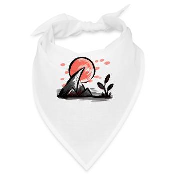 Japanische Natur unter der roten Sonne - Bandana - Weiß - Vorne