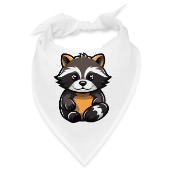 Kleiner niedlicher Waschbär - Bandana - Weiß - Vorne