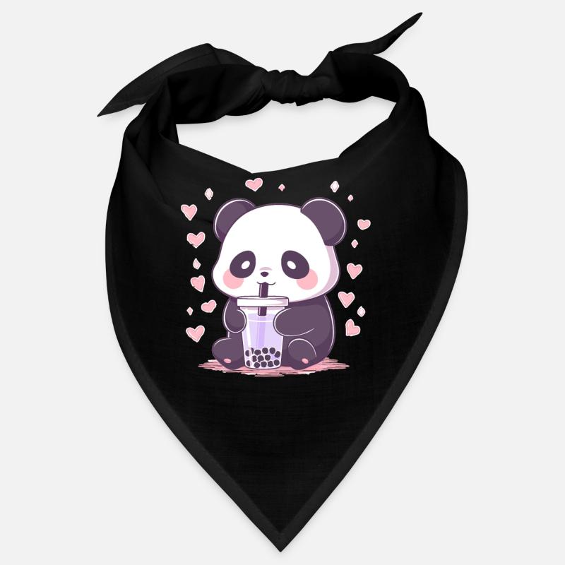 Kawaii Panda trinkt Boba Bubble Tea Chibi Bandana