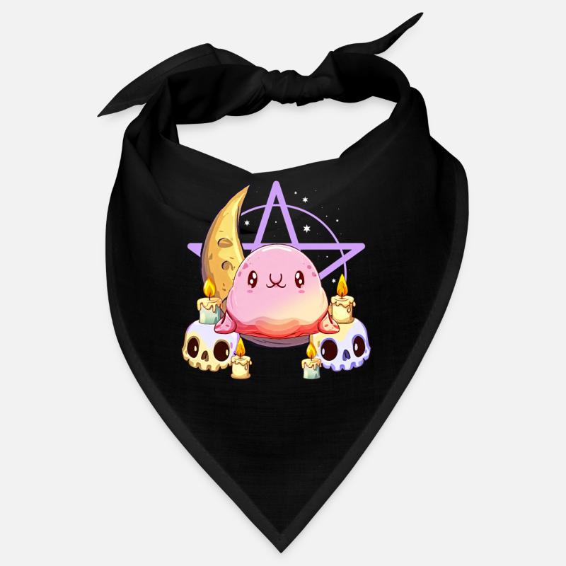 Kawaii Pastel Goth Blobfish Crescent Moon Skull Bandana