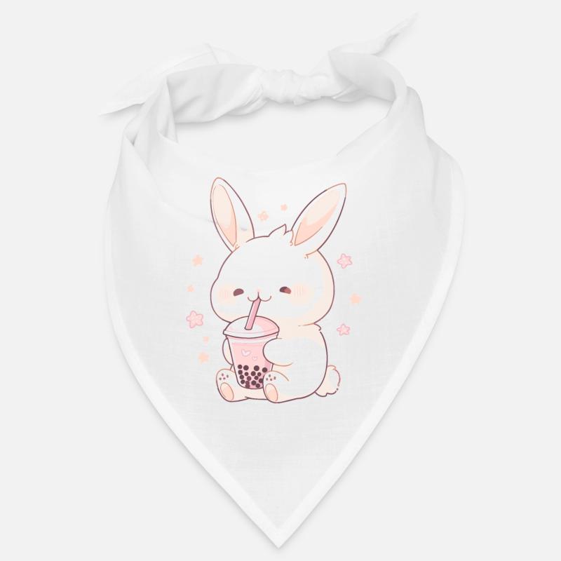 Kawaii Bunny boit Boba Bubble Tea Chibi - Bandana - blanc
