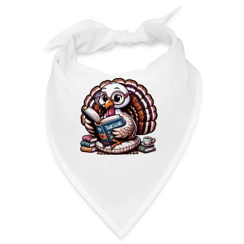 Thanksgiving Lese Truthahn Bücherfreund Buch - Bandana - Weiß - Vorne