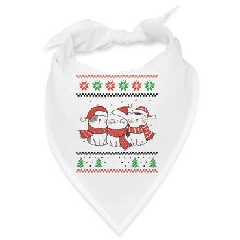 Meowy Christmas - Santa Cats Retro Ugly Christmas - Bandana - Weiß - Vorne