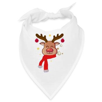 Niedliche Rentiere und Weihnachtskugeln - Bandana - Weiß - Vorne