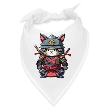 Samurai-Katze #17 - Bandana - Weiß - Vorne