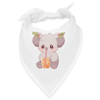 Kawaii Koala trinkt Boba Bubble Tea Chibi - Bandana - Weiß - Vorne