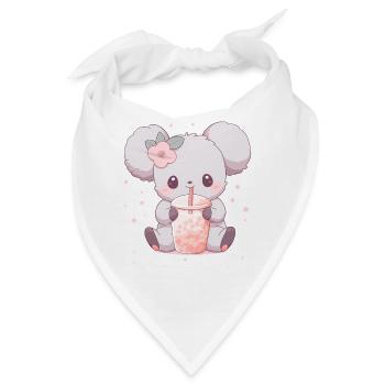 Kawaii Koala trinkt Boba Bubble Tea Chibi - Bandana - Weiß - Vorne