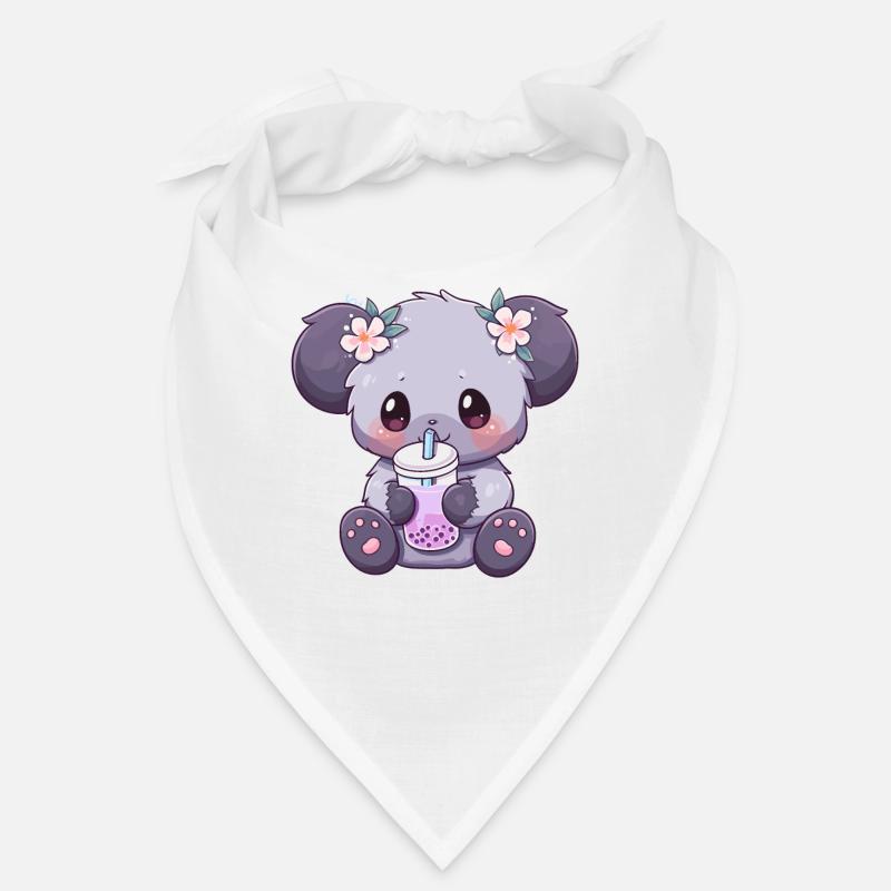 Kawaii Koala Drinks Boba Bubble Tea Chibi Bandana