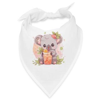 Kawaii Koala trinkt Boba Bubble Tea Chibi - Bandana - Weiß - Vorne