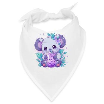 Kawaii Koala trinkt Boba Bubble Tea Chibi - Bandana - Weiß - Vorne