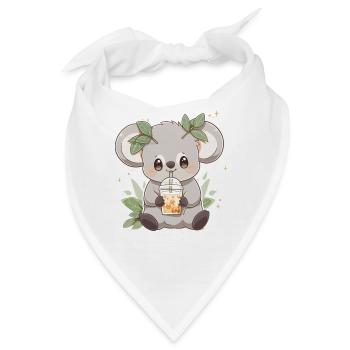 Kawaii Koala trinkt Boba Bubble Tea Chibi - Bandana - Weiß - Vorne