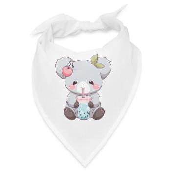 Kawaii Koala trinkt Boba Bubble Tea Chibi - Bandana - Weiß - Vorne
