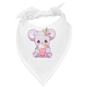 Kawaii Koala trinkt Boba Bubble Tea Chibi - Bandana - Weiß - Vorne
