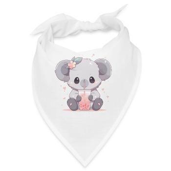 Kawaii Koala trinkt Boba Bubble Tea Chibi - Bandana - Weiß - Vorne