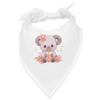 Kawaii Koala trinkt Boba Bubble Tea Chibi - Bandana - Weiß - Vorne