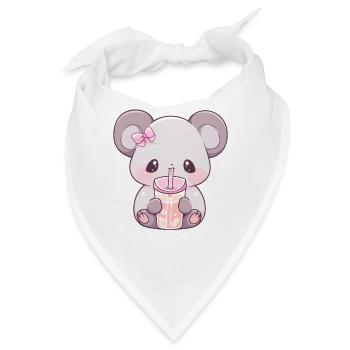 Kawaii Koala trinkt Boba Bubble Tea Chibi - Bandana - Weiß - Vorne