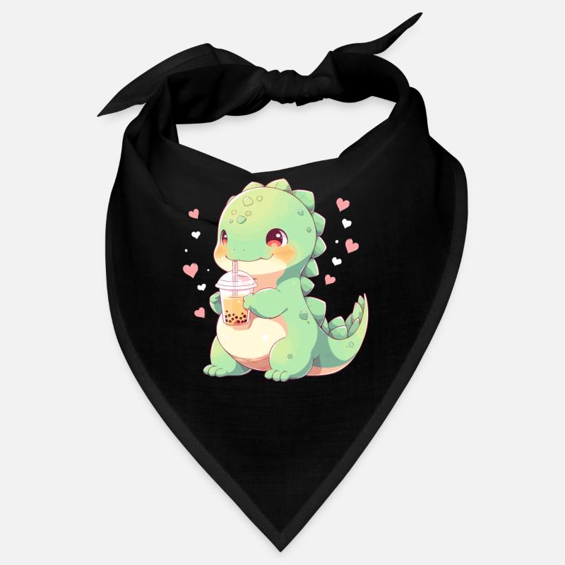 Kawaii Dinosaur Drinks Boba Bubble Tea Chibi Bandana