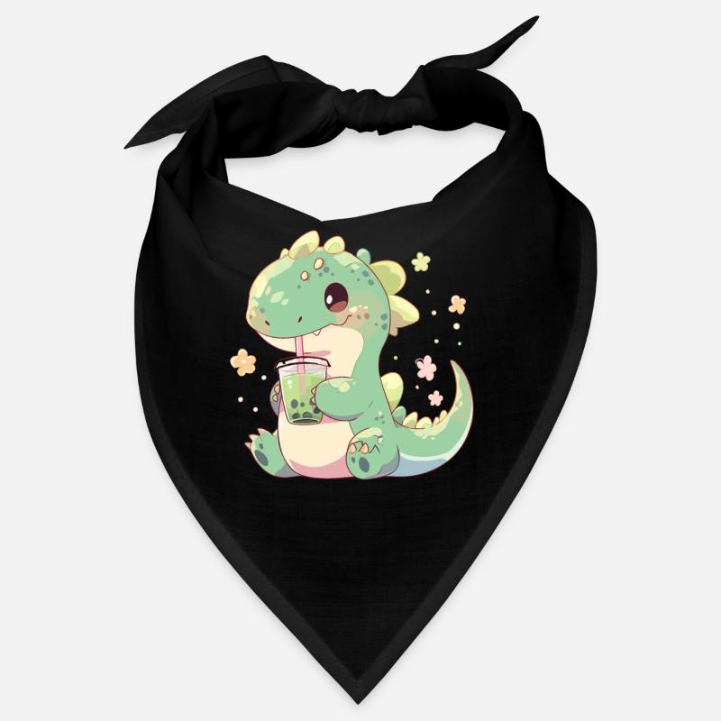 Kawaii Dinosaur Drinks Boba Bubble Tea Chibi Bandana