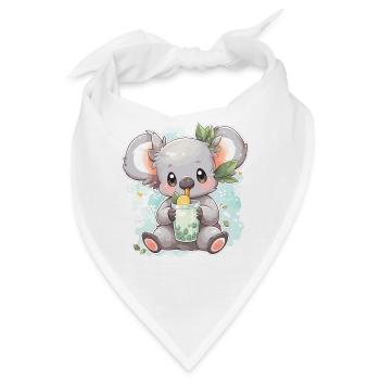 Kawaii Koala trinkt Boba Bubble Tea Chibi - Bandana - Weiß - Vorne