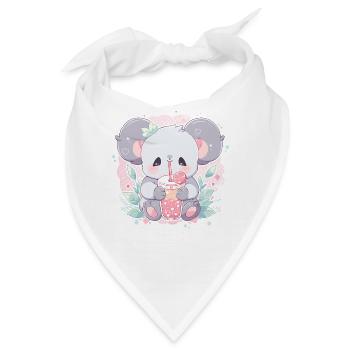Kawaii Koala trinkt Boba Bubble Tea Chibi - Bandana - Weiß - Vorne