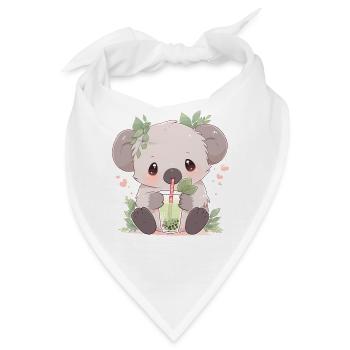 Kawaii Koala trinkt Boba Bubble Tea Chibi - Bandana - Weiß - Vorne