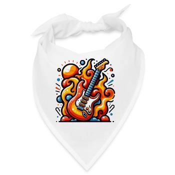 E-Gitarre mit Flammen - Bandana - Weiß - Vorne
