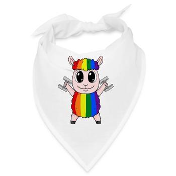 Regenbogen Schaf mit Hanteln - Bandana - Weiß - Vorne