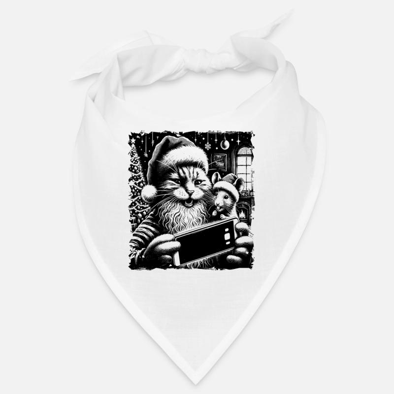 Cat & Mouse Selfie Merry Christmas Funny Bandana