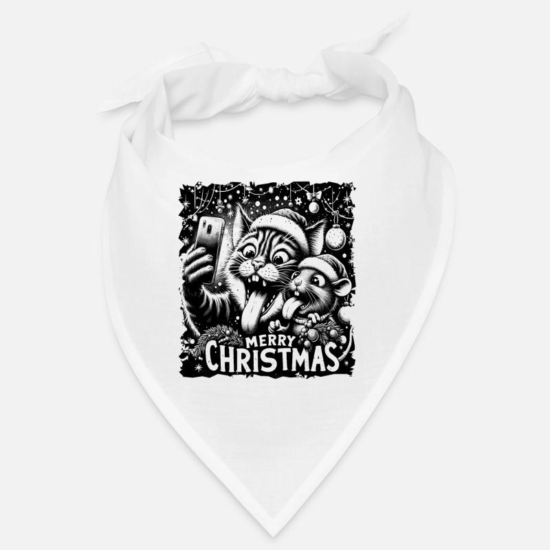 Cat & Mouse Selfie Merry Christmas Funny Bandana
