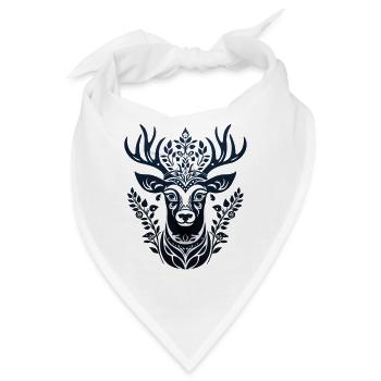 Hirsch Kunstobjekt Kunst Künstlerischer Hirsch - Bandana - Weiß - Vorne