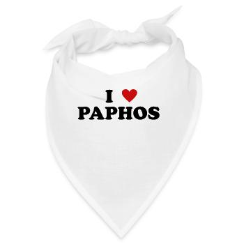 Herz Cyprus Stadt - Ich Liebe Paphos - Bandana - Weiß - Vorne