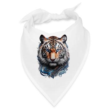 Blauäugiger Tiger Maori Tattoo Stil - Bandana - Weiß - Vorne