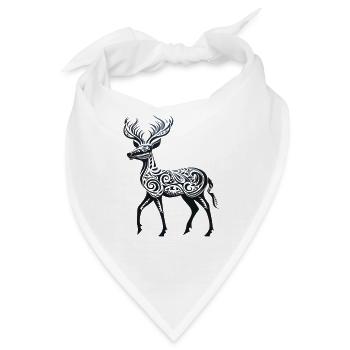 Hirsch Kunstobjekt Kunst Künstlerischer Hirsch - Bandana - Weiß - Vorne